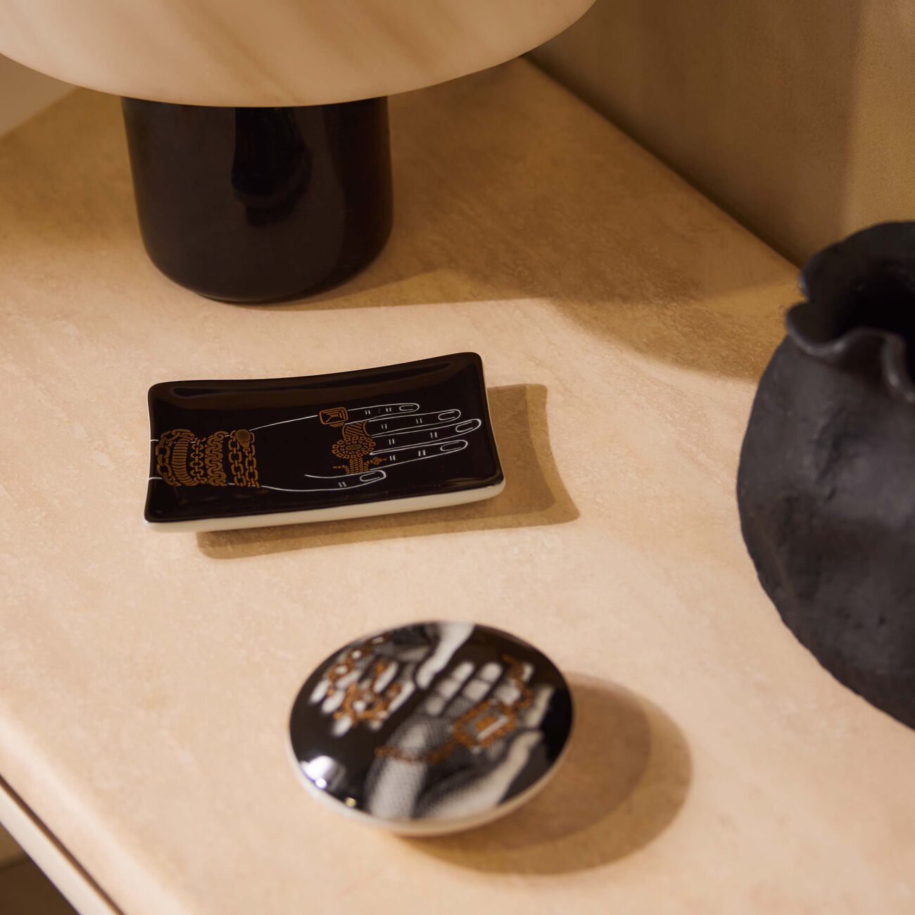 fornasetti mano con gioielli ashtray rectangular black