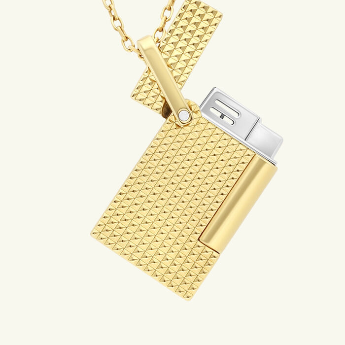 st dupont lighter necklace chrome gold