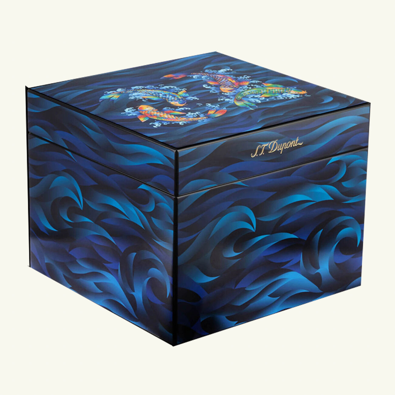 st dupont koi fish cigar humidor blue
