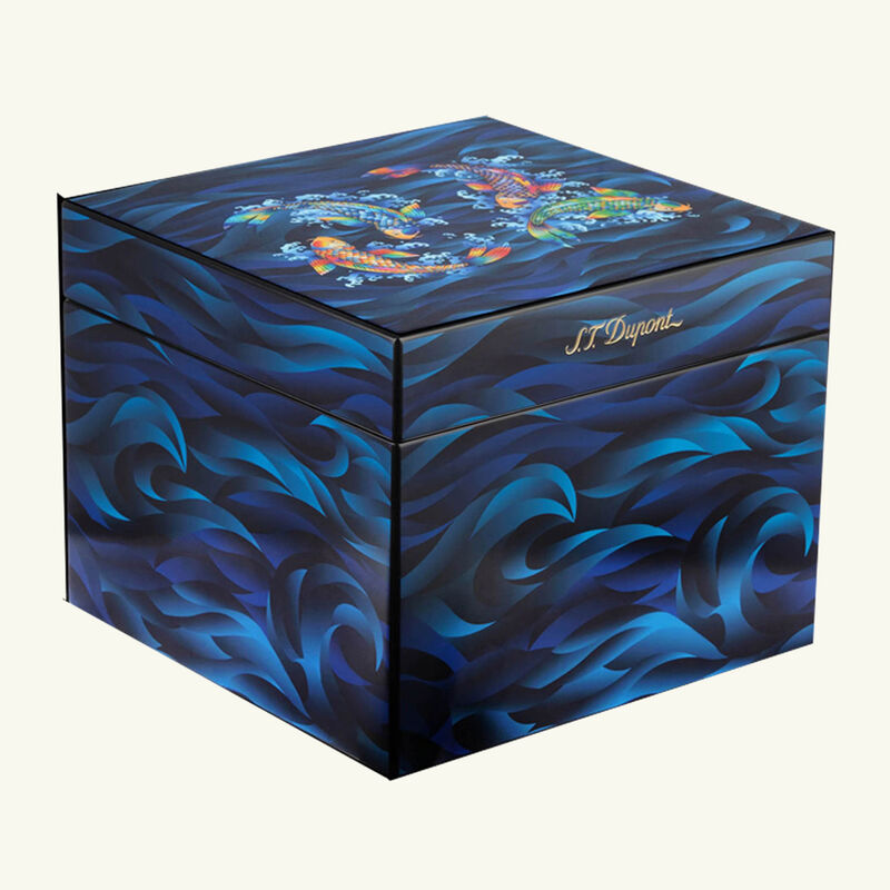 st dupont koi fish cigar humidor blue