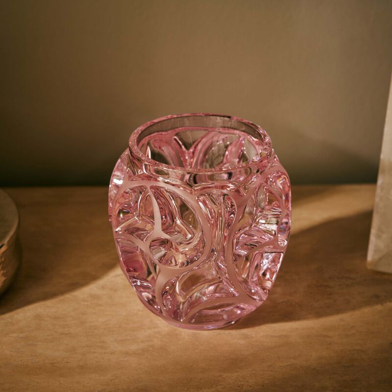 lalique tourbillons vase mini pink