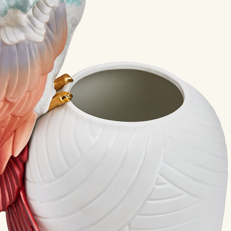lladro macaw bird vase large red