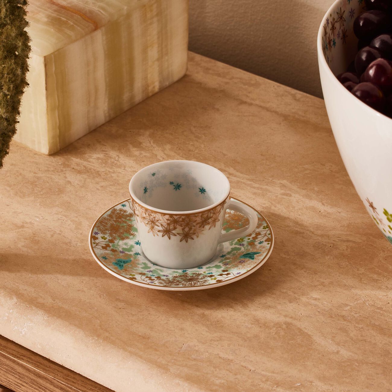 bernardaud feerie michael cailloux coffee cup   saucer blue