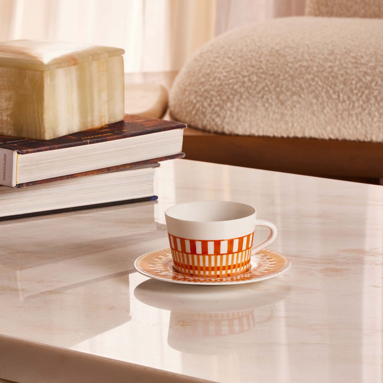 bernardaud terra rosa tea cup saucer orange