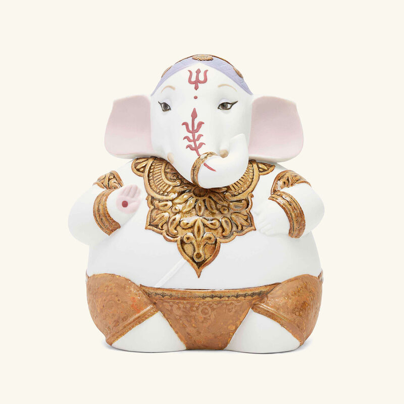 lladro ganesha sculpture small white