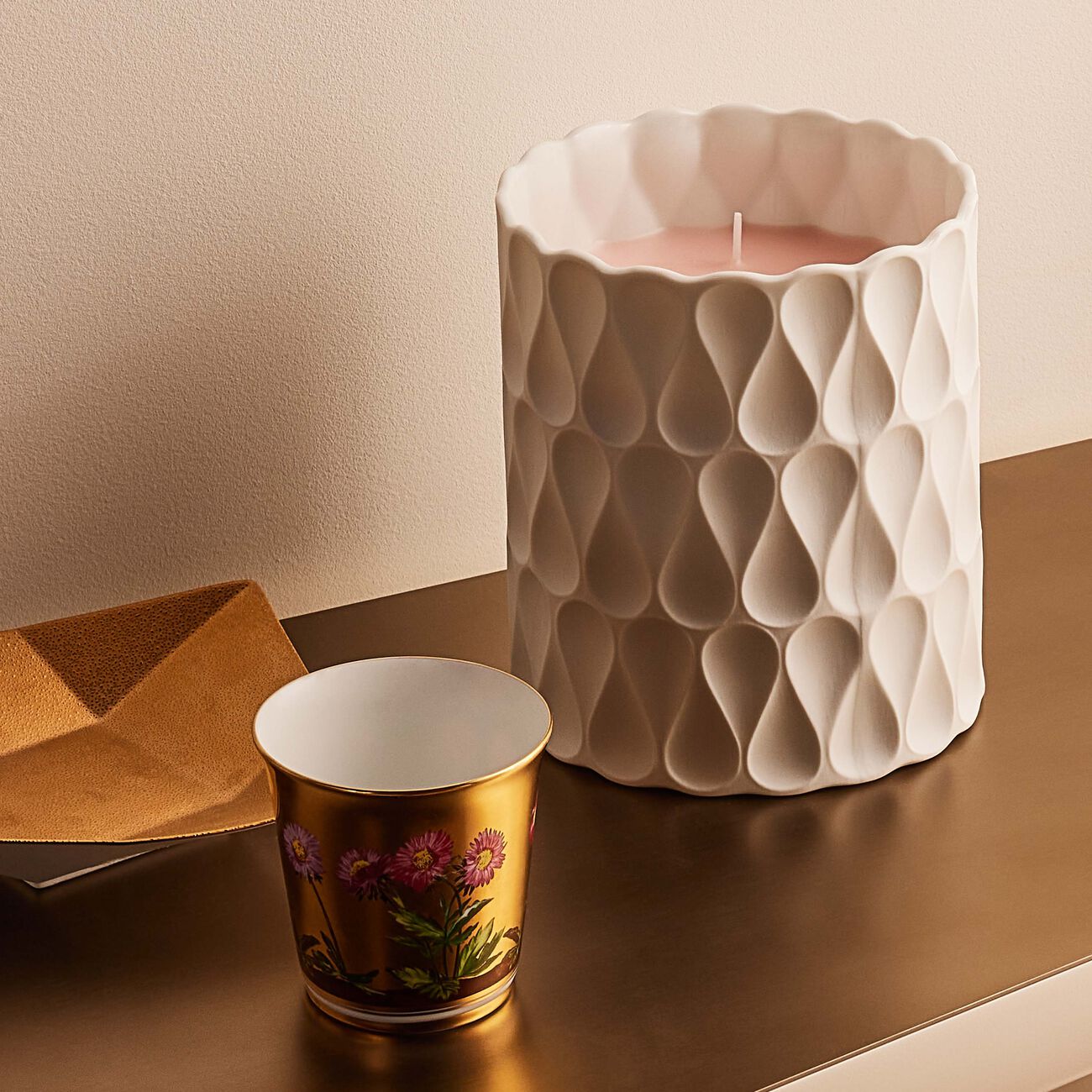 bernardaud rose tumbler with candle
