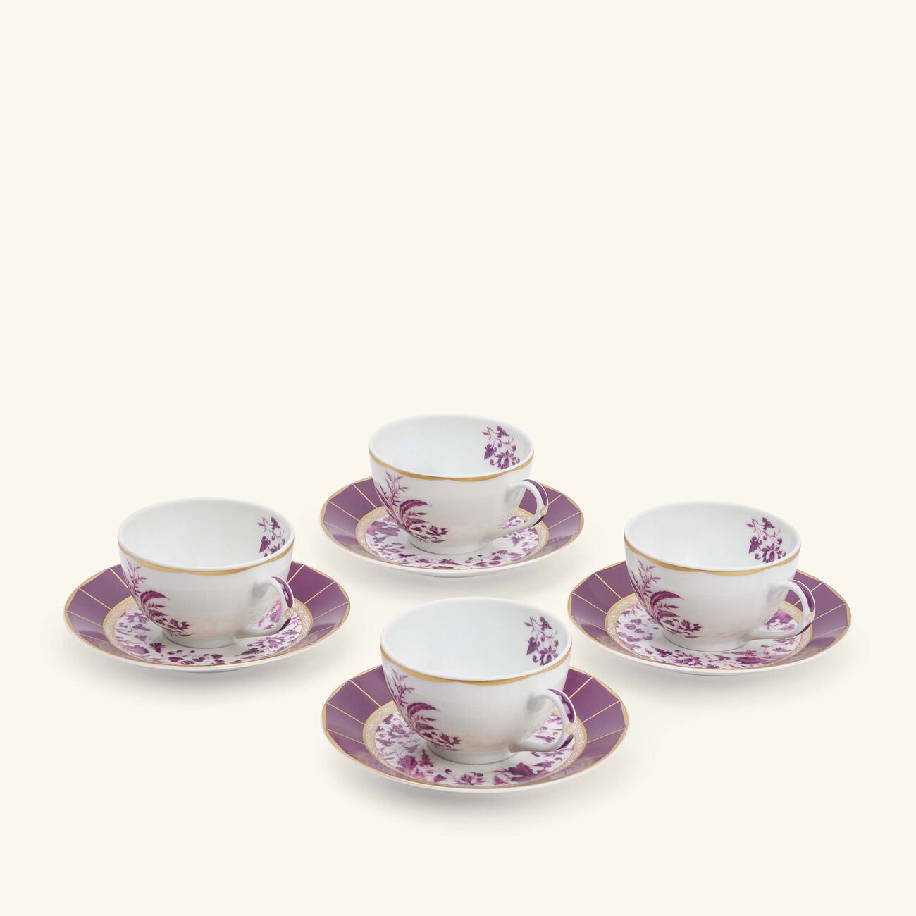 bernardaud tea cup saucer pink set of 4