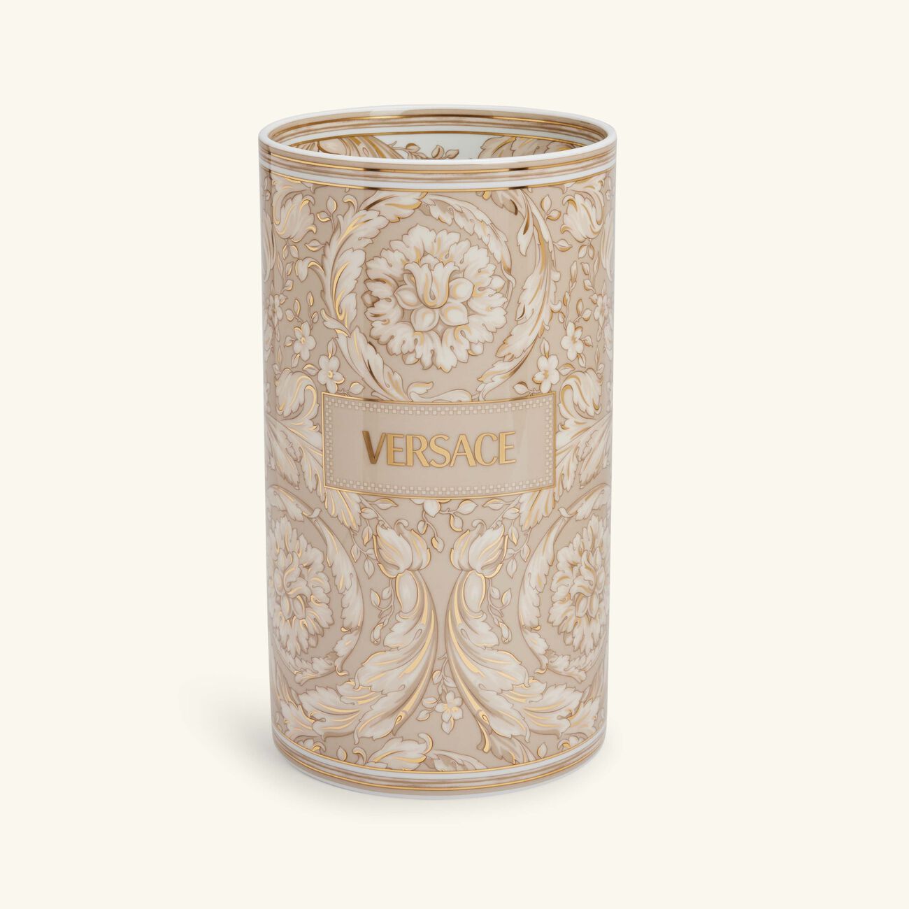 versace barocco beige vase round large