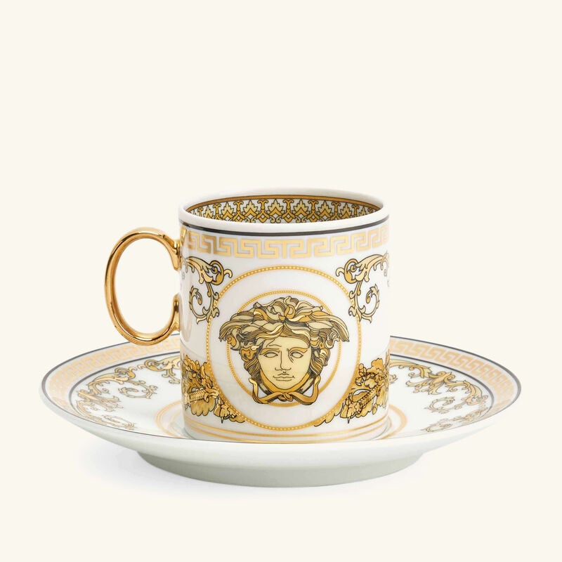 versace virtus gala coffee cup saucer gold set of 6