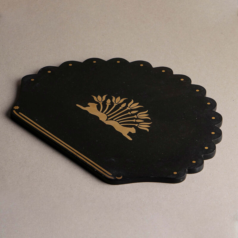 ira udaipur scalloped cheese platter black 24cm