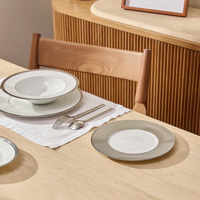 bernardaud maille platine rim plate silver 21cm
