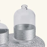 دملاج طقم كريم المؤلف من وعائين للضيافة باللون الفضي