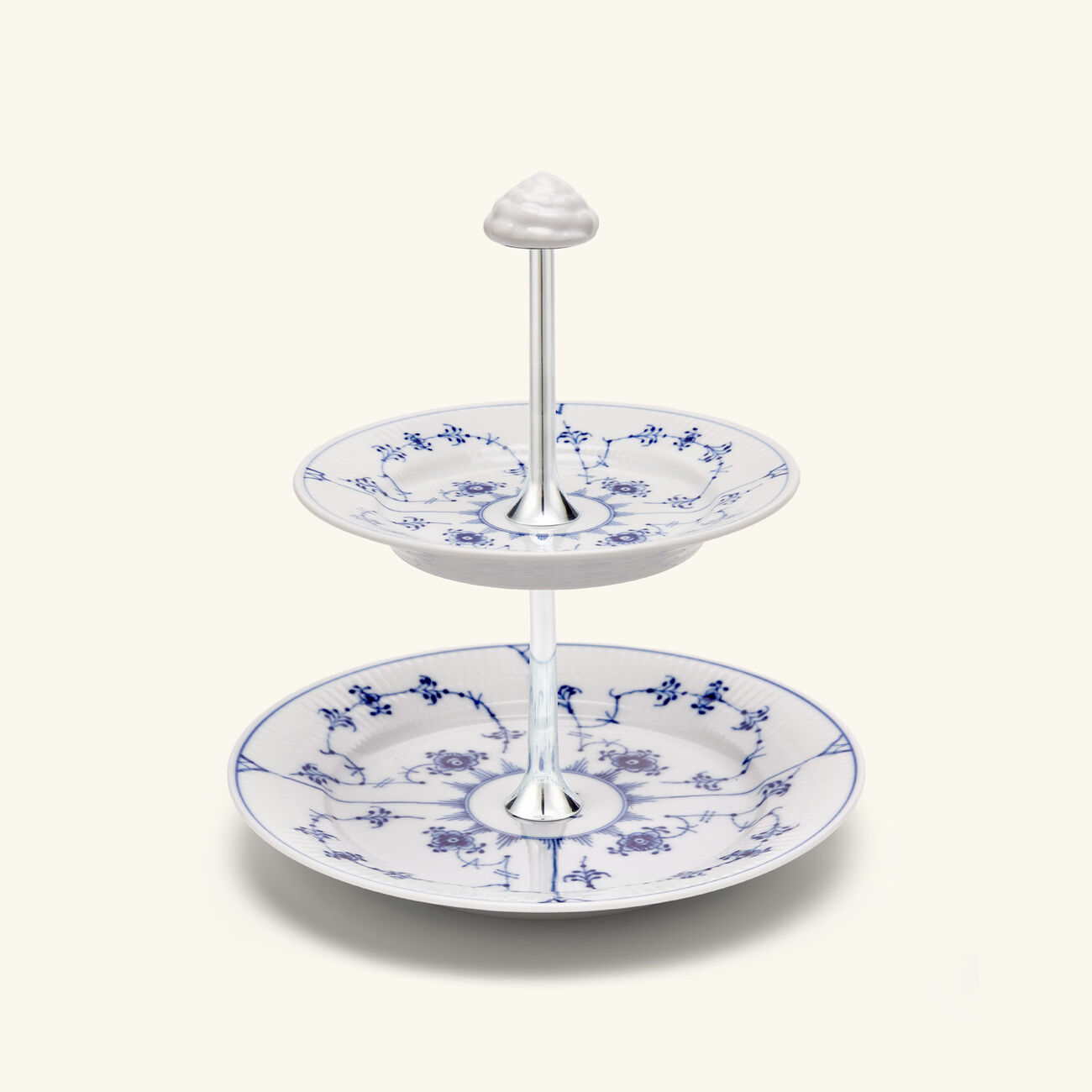 royal copenhagen blue fluted plain 2 tier cake stand white