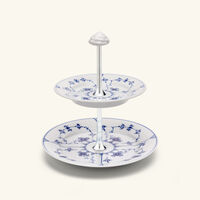 royal copenhagen blue fluted plain 2 tier cake stand white