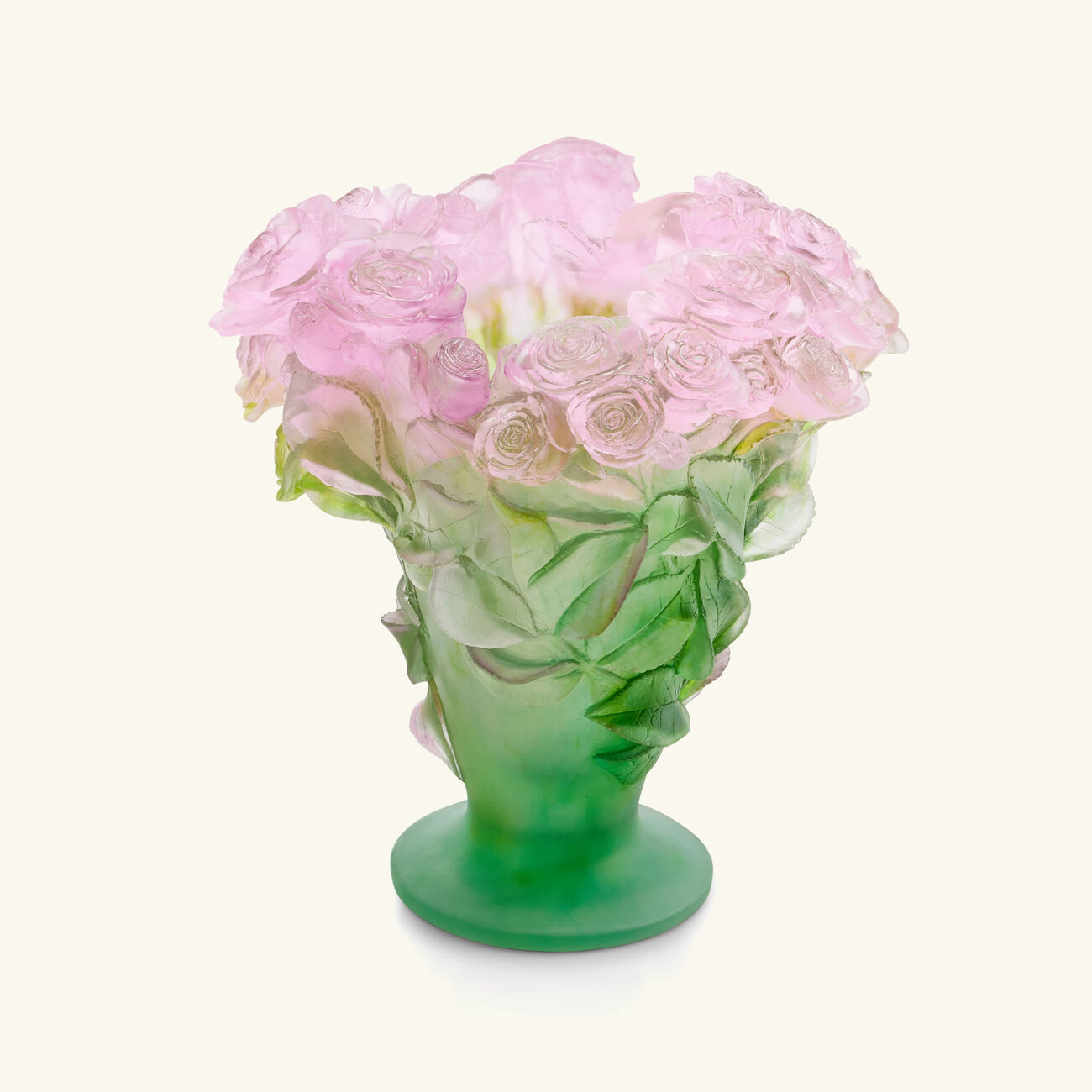 daum roses vase medium pink