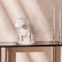 منحوتة كلب البولدوج مع مصاصة في فمه متوسطة الحجم بيضاء لادرو منحوتة كلب البولدوج مع مصاصة في فمه متوسطة الحجم بيضاء