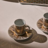 Tamrah by Razan Alazzouni Stripes Top Coffee Cup & Saucer Gold Set of 2 silsal tamrah by razan alazzouni stripes top coffee cup saucer gold set of 2