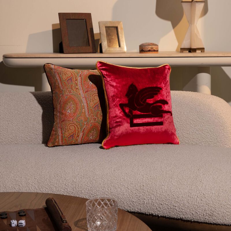 etro pegaso embroided cushion red