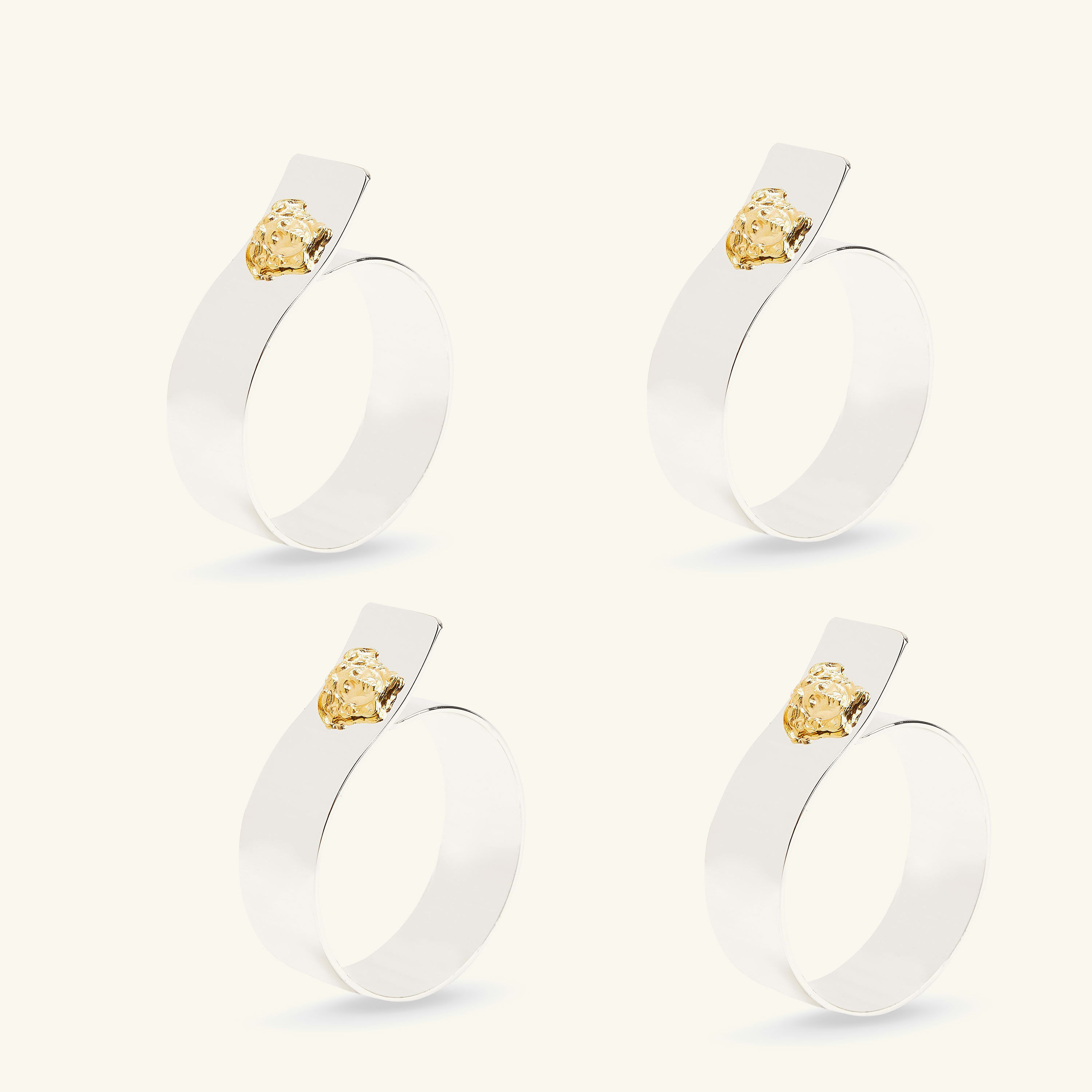 Versace Medusa Silver Gold Napkin Rings Set Of 4 Tanagra Kuwait