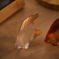 lalique fish figurine mini clear   gold