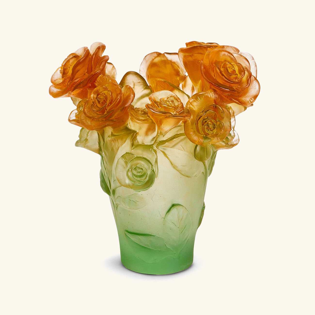 daum rose vase mini green