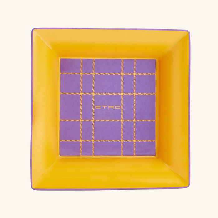 etro tartan trinket tray square small yellow