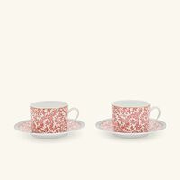 bernardaud collection braqueni tea cup saucer red set of 2