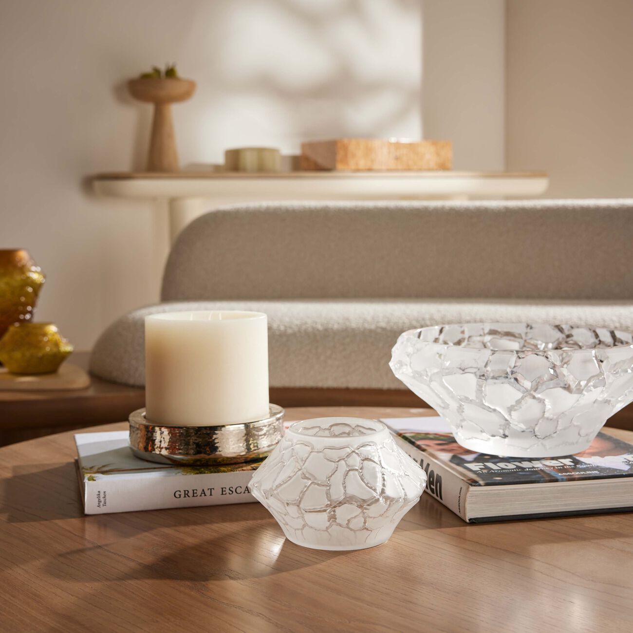 lalique terramineral caldera vase votive round mini clear