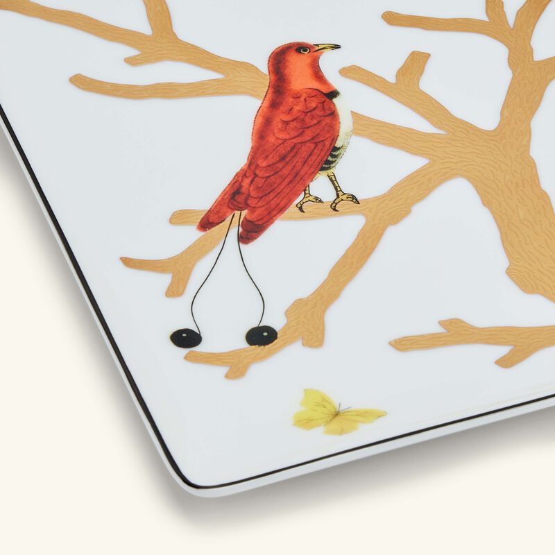 bernardaud aux oiseaux serving platter sqaure gold 22cm