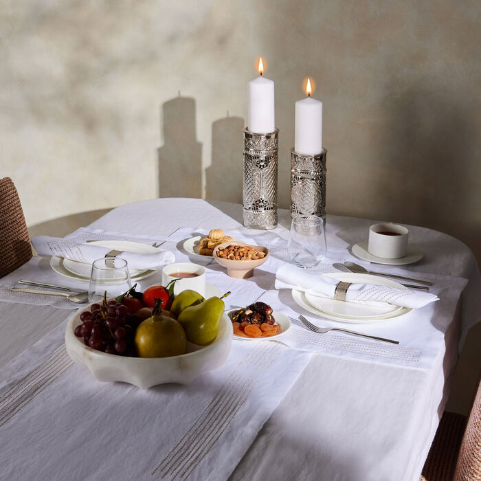 catherine denoual palazzo table runner white