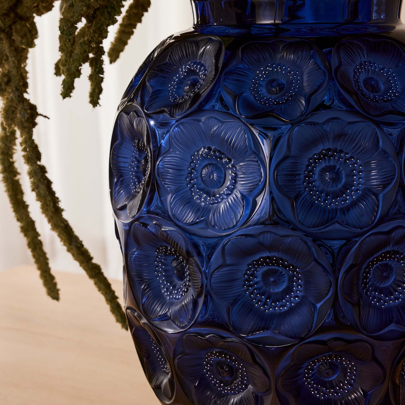 Anemones Vase Large Blue lalique anemones vase large blue
