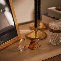 lalique fish figurine mini clear   gold