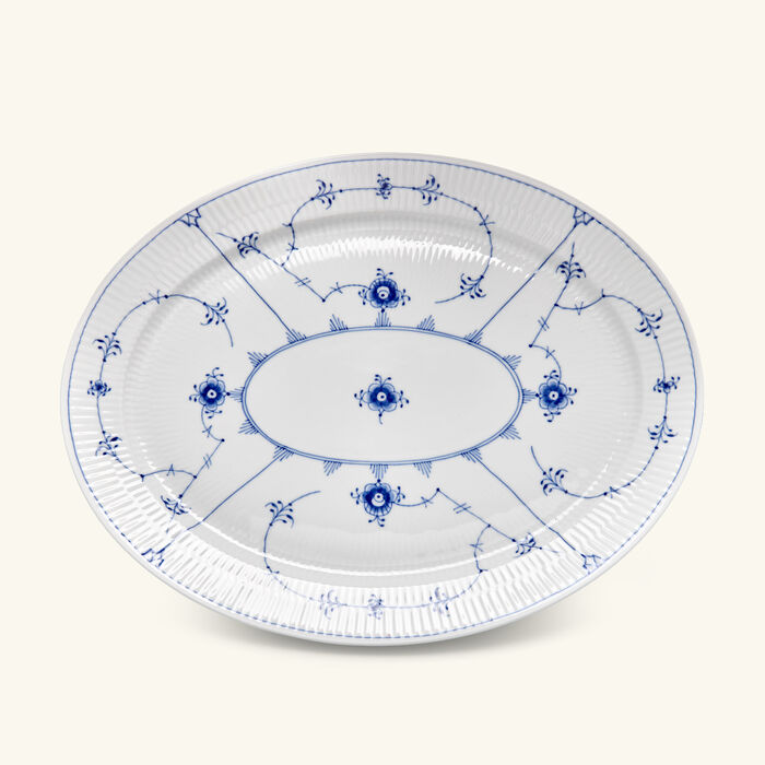 royal copenhagen blue fluted plain serving plate oval white 35cm