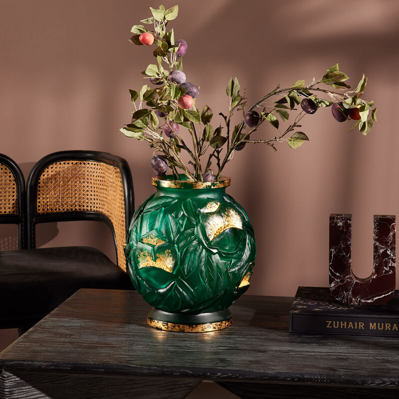 daum empreinte vase medium green