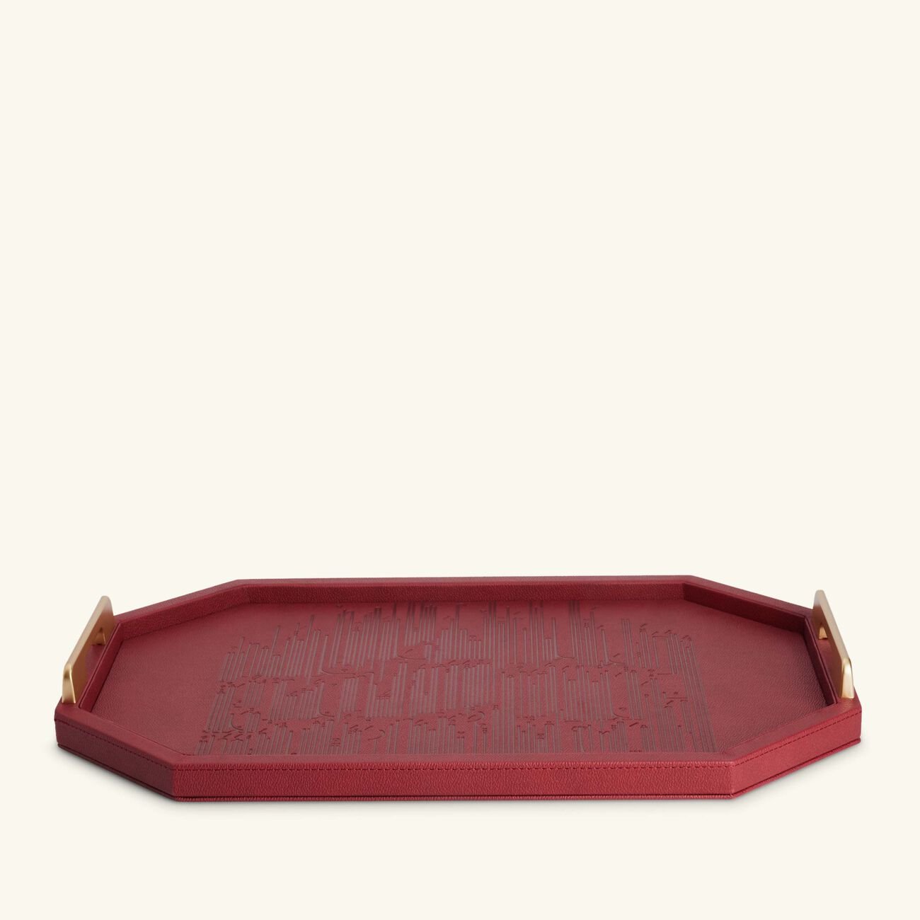 دملاج صينية الضيافة حياة حمراء اللون بتصميم مستطيل 49   34 سم