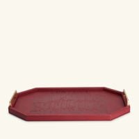 دملاج صينية الضيافة حياة حمراء اللون بتصميم مستطيل 49   34 سم