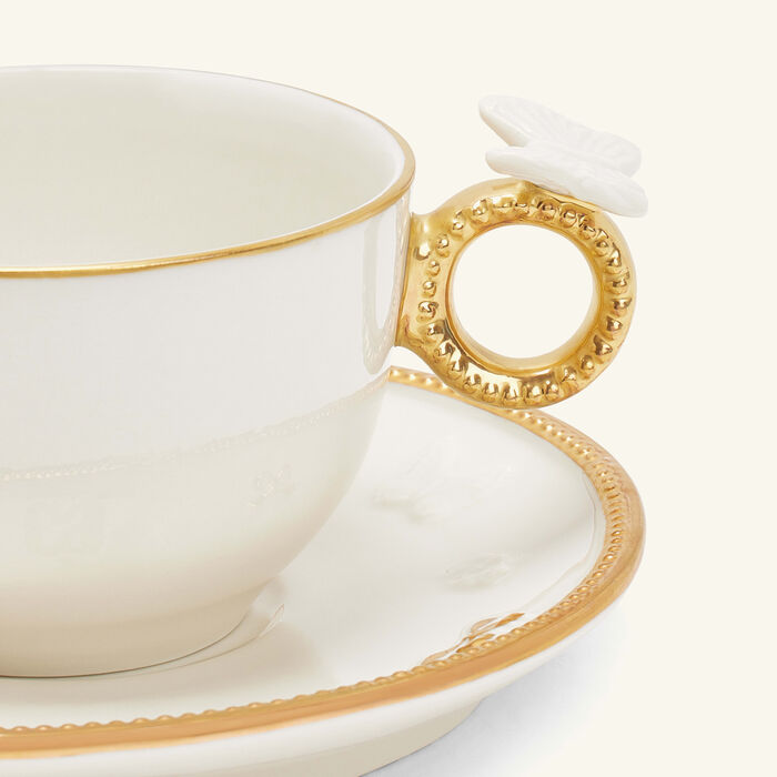 villari butterfly tea cup   saucer white   gold