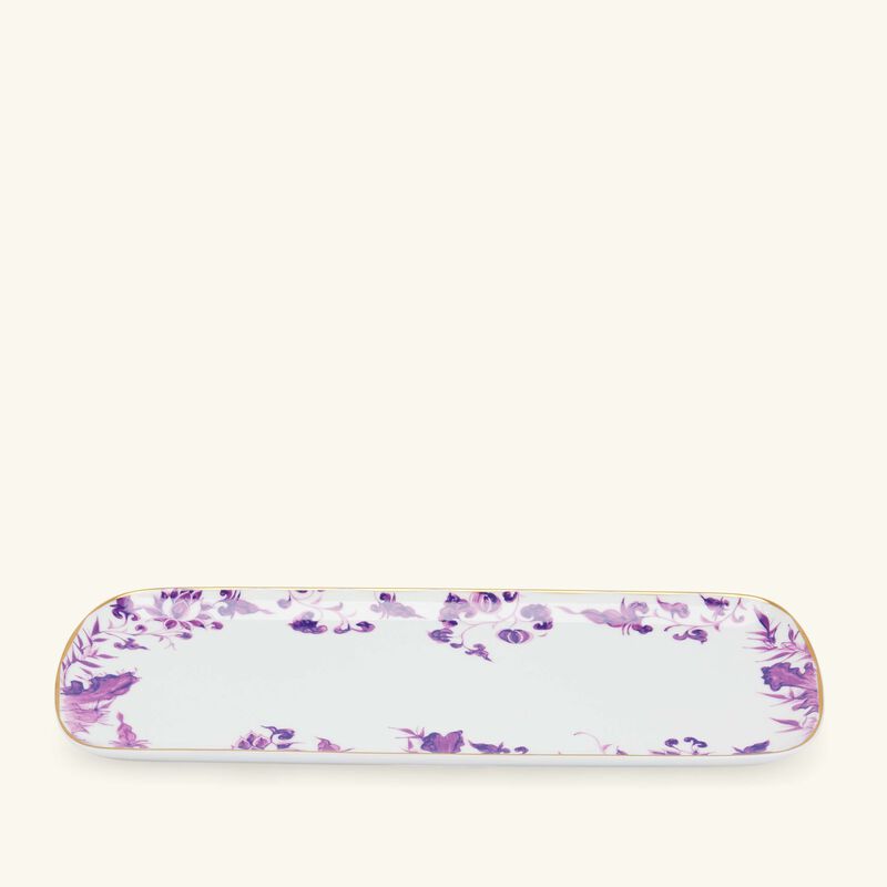 bernardaud prunus cake platter rectangular purple 38cm