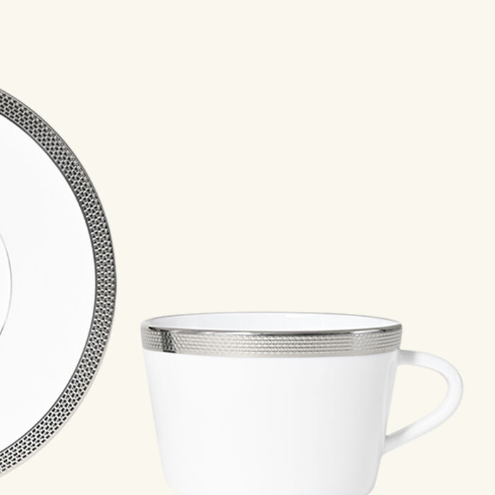 Maille Platine Tea Cup & Saucer White bernardaud maille platine tea cup saucer white