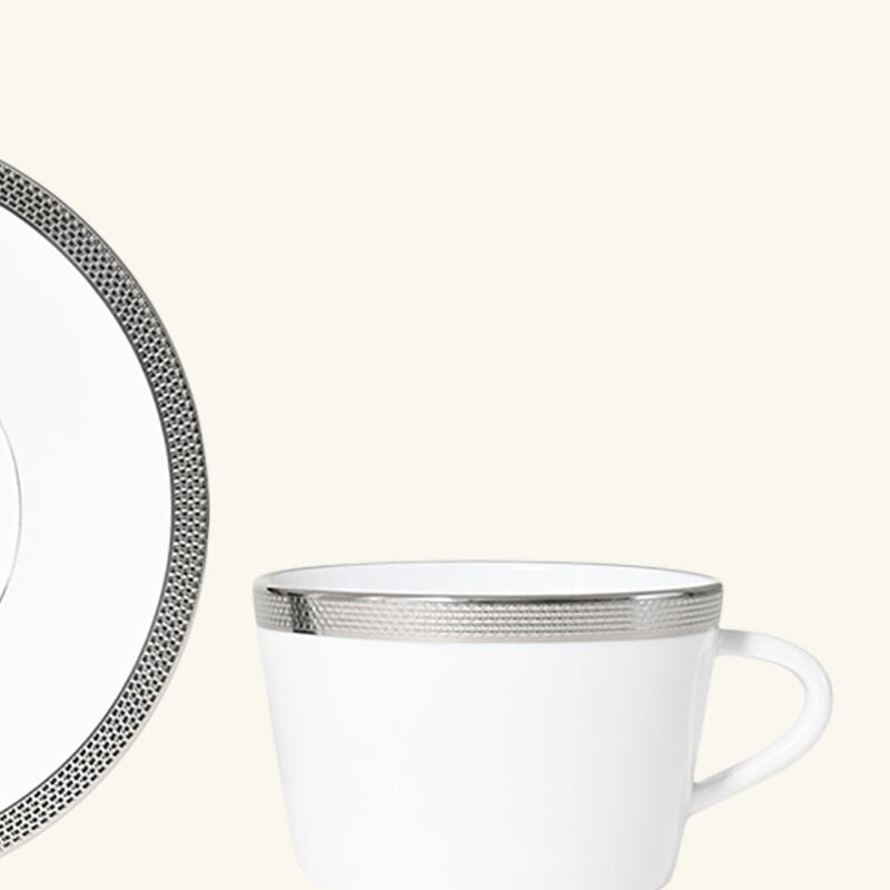 Maille Platine Tea Cup & Saucer White bernardaud maille platine tea cup saucer white