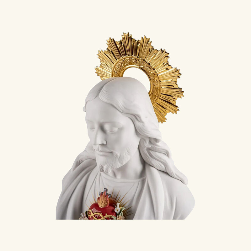 lladro sacred heart of jesus sculpture large white