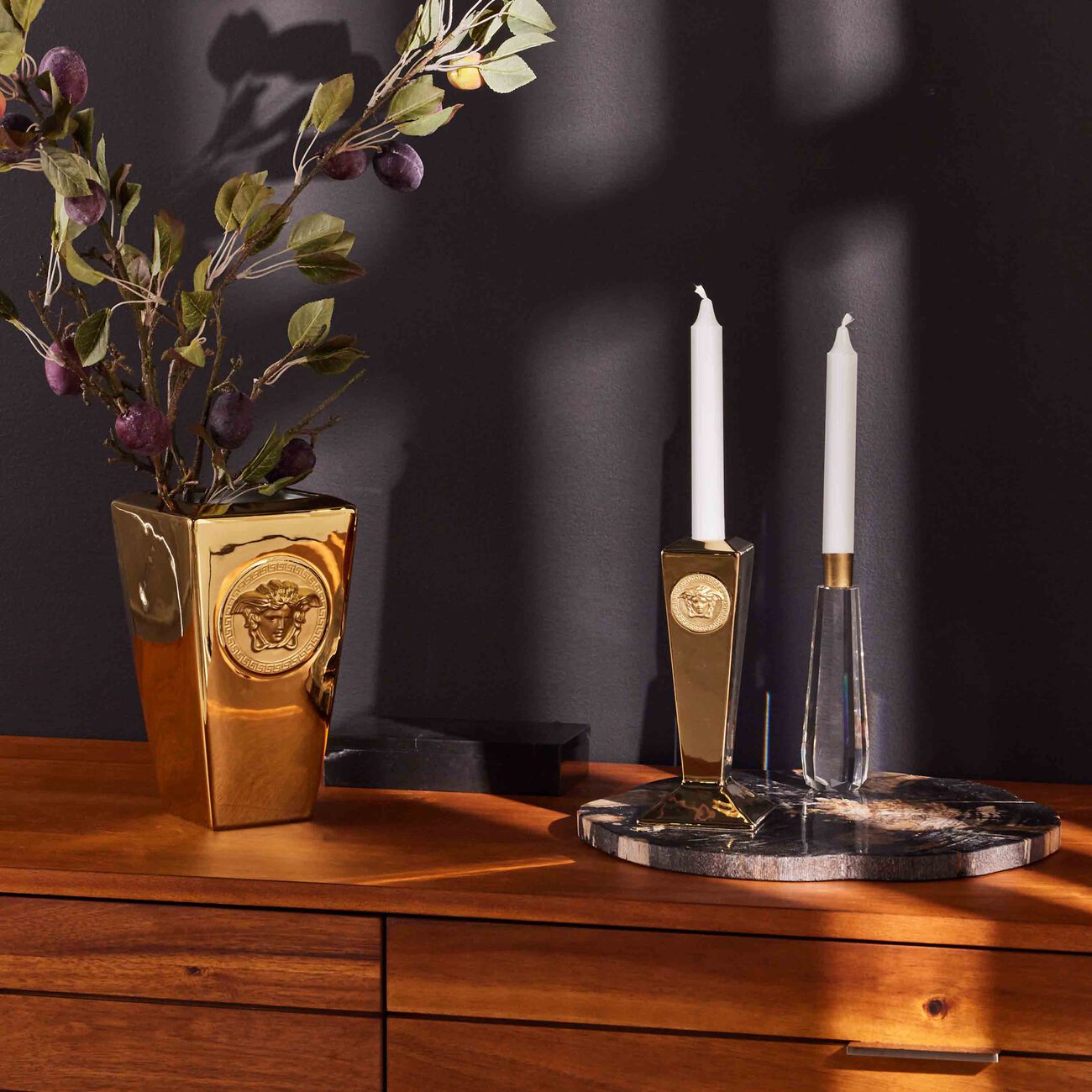 versace medusa vase small gold