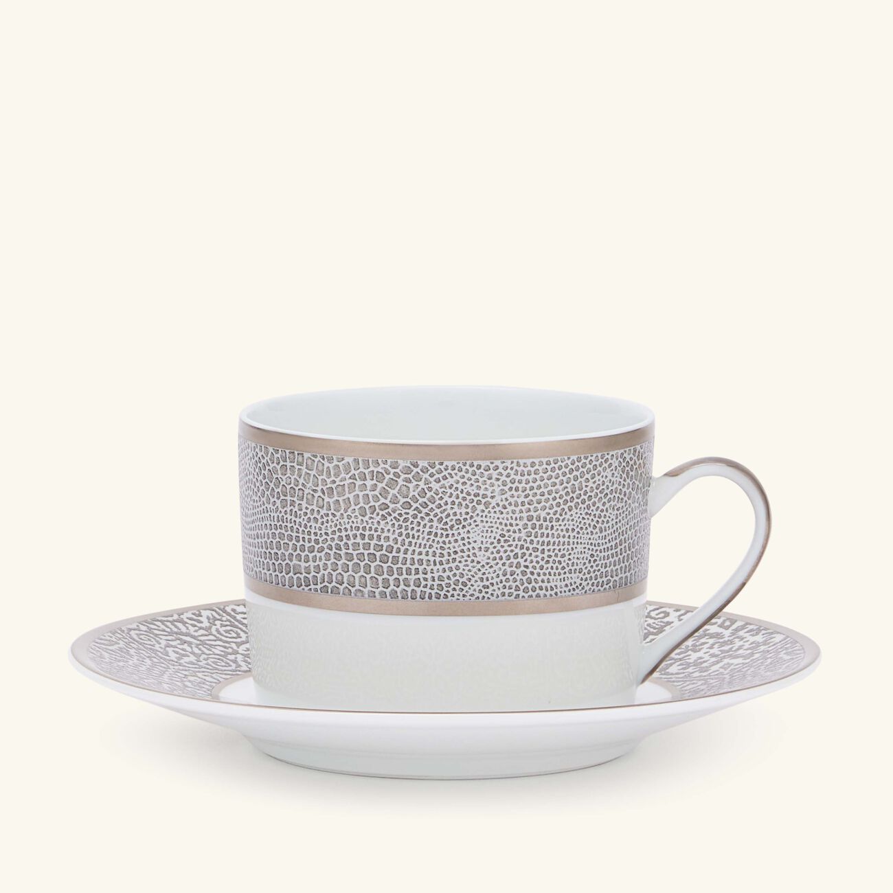 Sauvage Blanc Tea Cup & Saucer Silver bernardaud sauvage blanc tea cup saucer silver