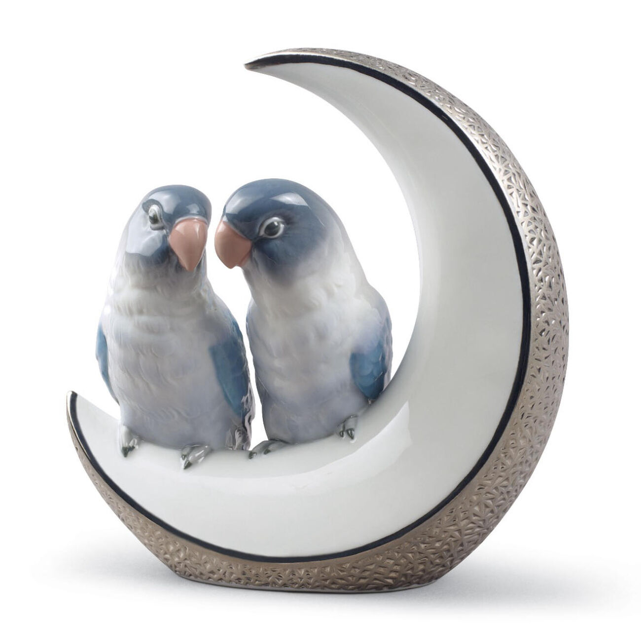 lladro fly me to the moon birds sculpture small blue