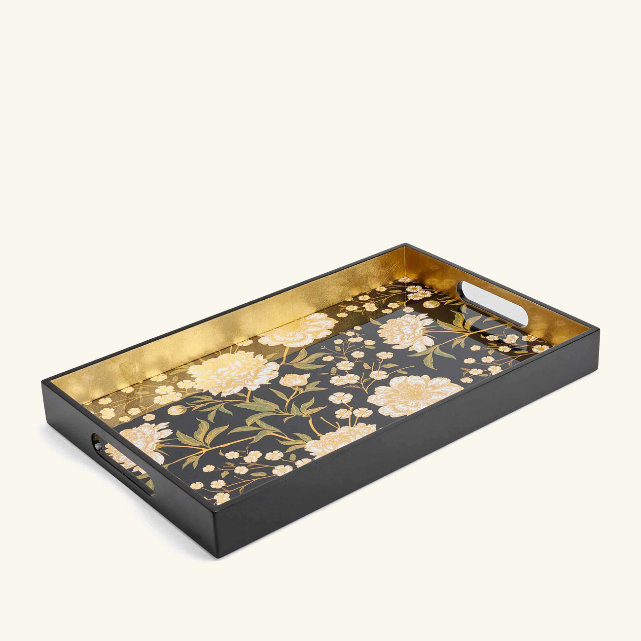 صينية مطلية بالورنيش مستطيلة كبيرة سوداء لي أوتومان صينية مطلية بالورنيش مستطيلة كبيرة سوداء