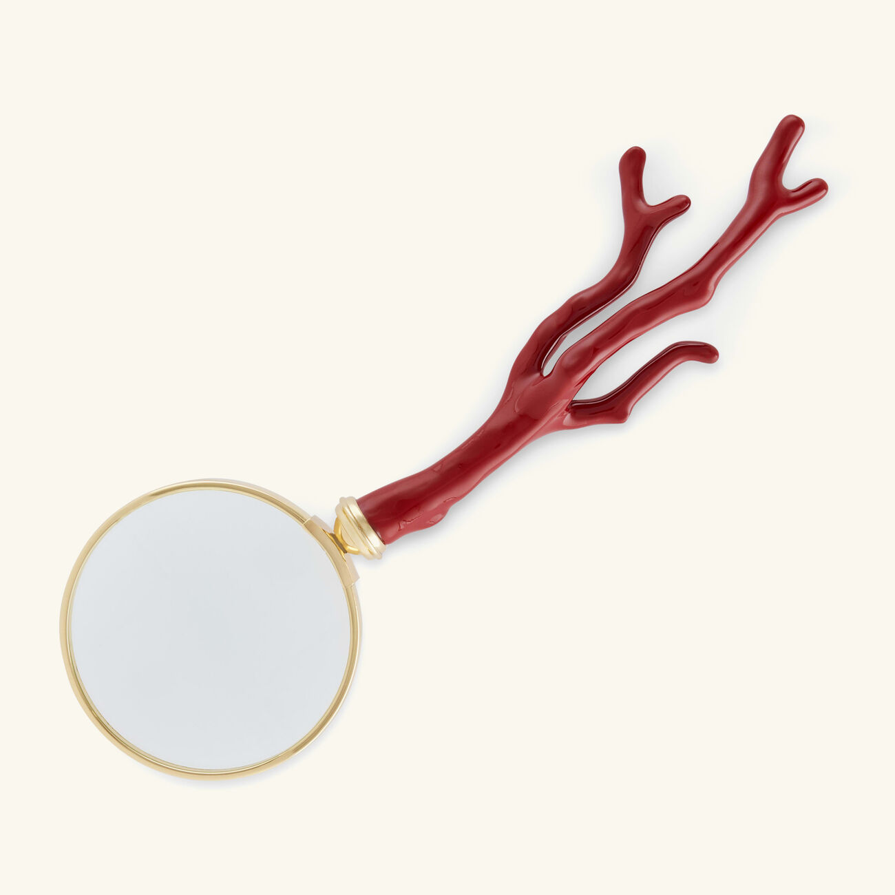 l objet coral magnifying glass red