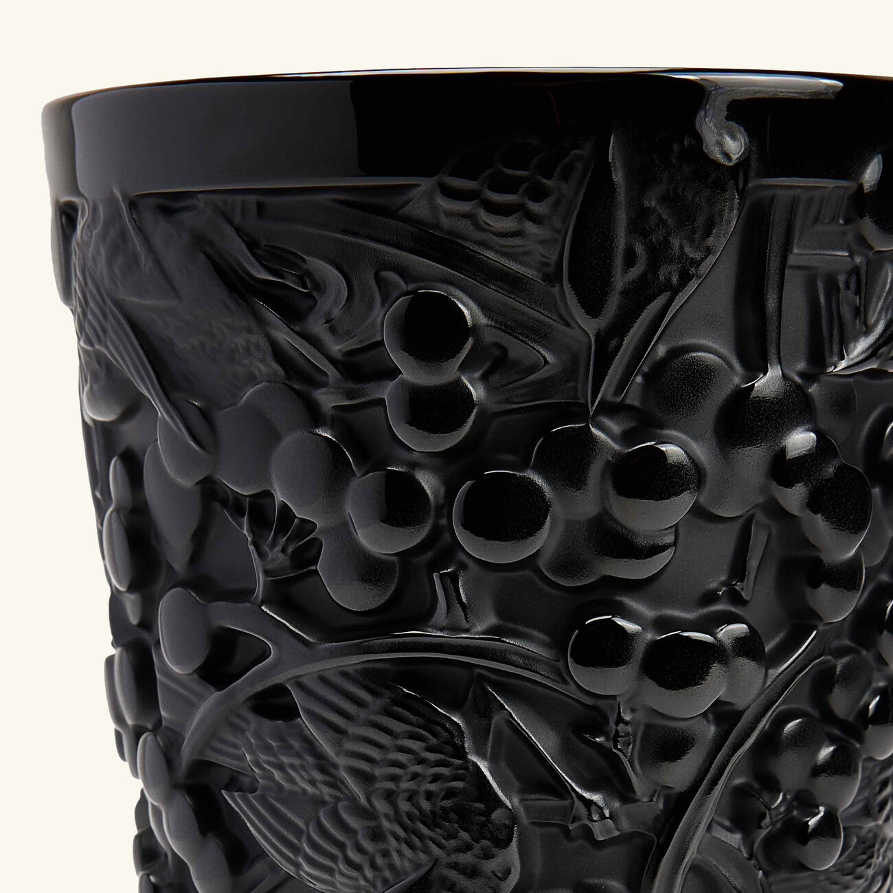 lalique merles et raisins vase small black
