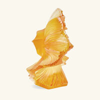 lalique fighting fish sculpture medium yellow