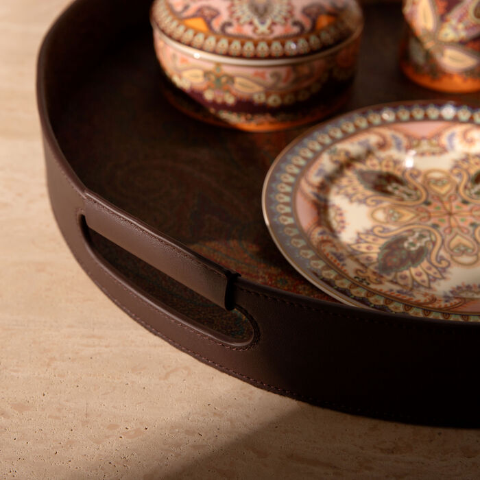 إيترو صينية أرنيكا المستديرة للتقديم باللون البني 43 سم