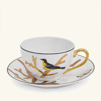 bernardaud aux oiseaux tea cup saucer gold set of 2